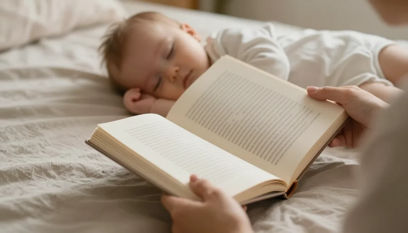Maman lisant un livre avec son bébé dans un fauteuil confortable