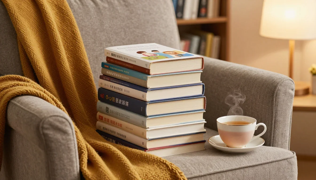 Sélection de livres sur l'allaitement posés sur une table