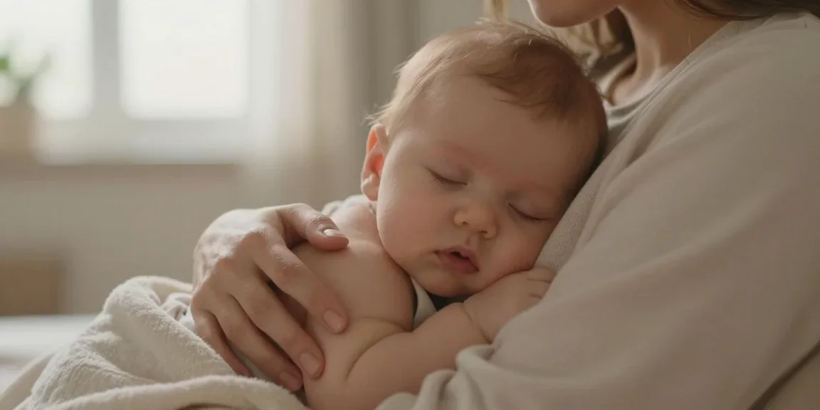 maman réconfortant son bébé après une tétée - transition sevrage