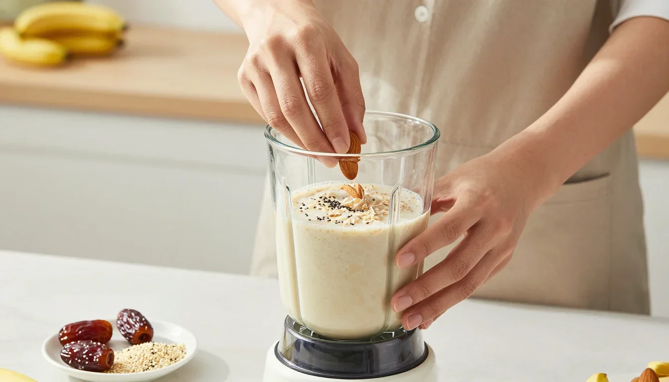 Smoothie lactation aux fruits et avoine dans un verre