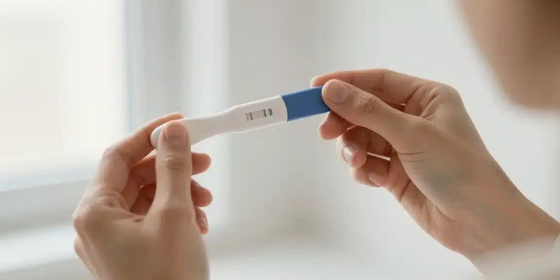 Test de grossesse précoce dans des mains de femme