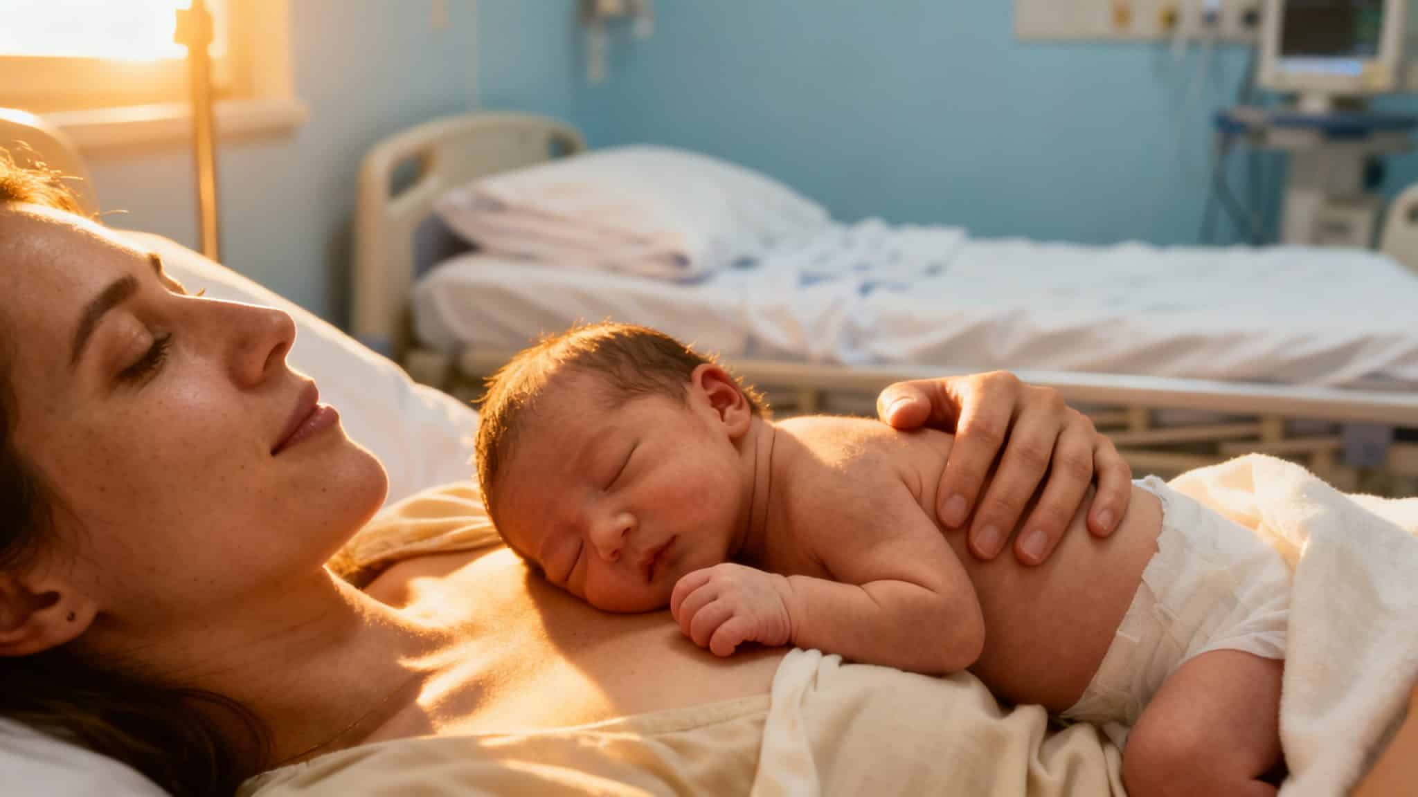 Nouveau-né tétant dans les premières heures après la naissance